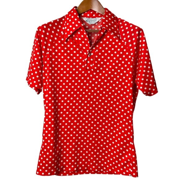 Red Polka Dot Men's Polo Shirt - Picture 1 of 10